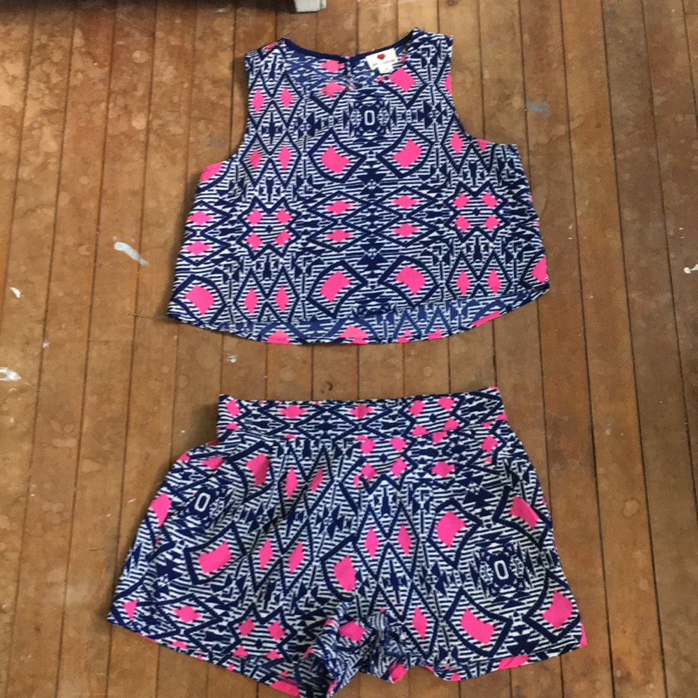 two piece set shorts and tank top